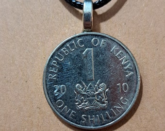 Kenyan Coin Necklace: Africa Jewelry, 20" Leather Cord