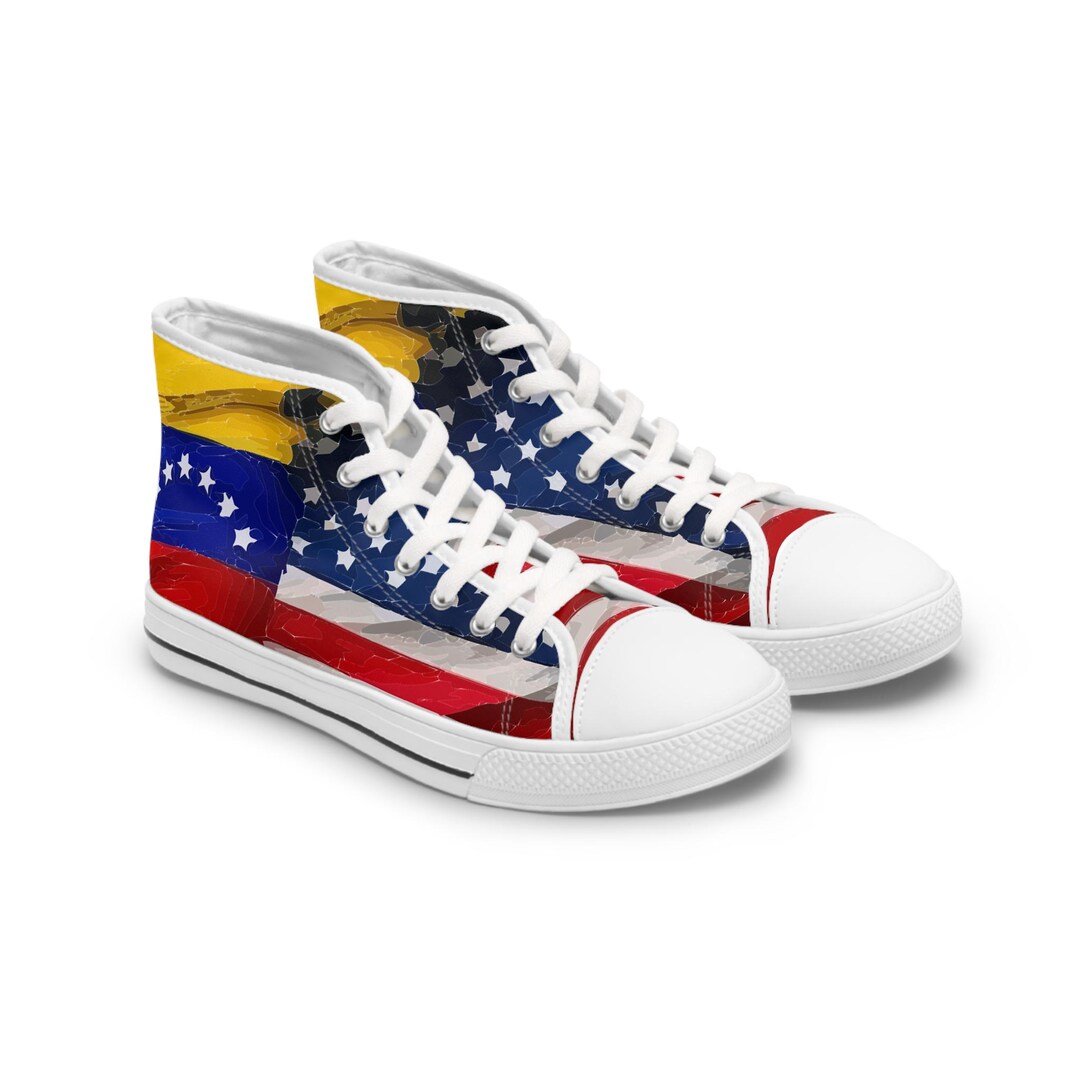 Zapatillas altas con la bandera de Venezuela y Estados Unidos