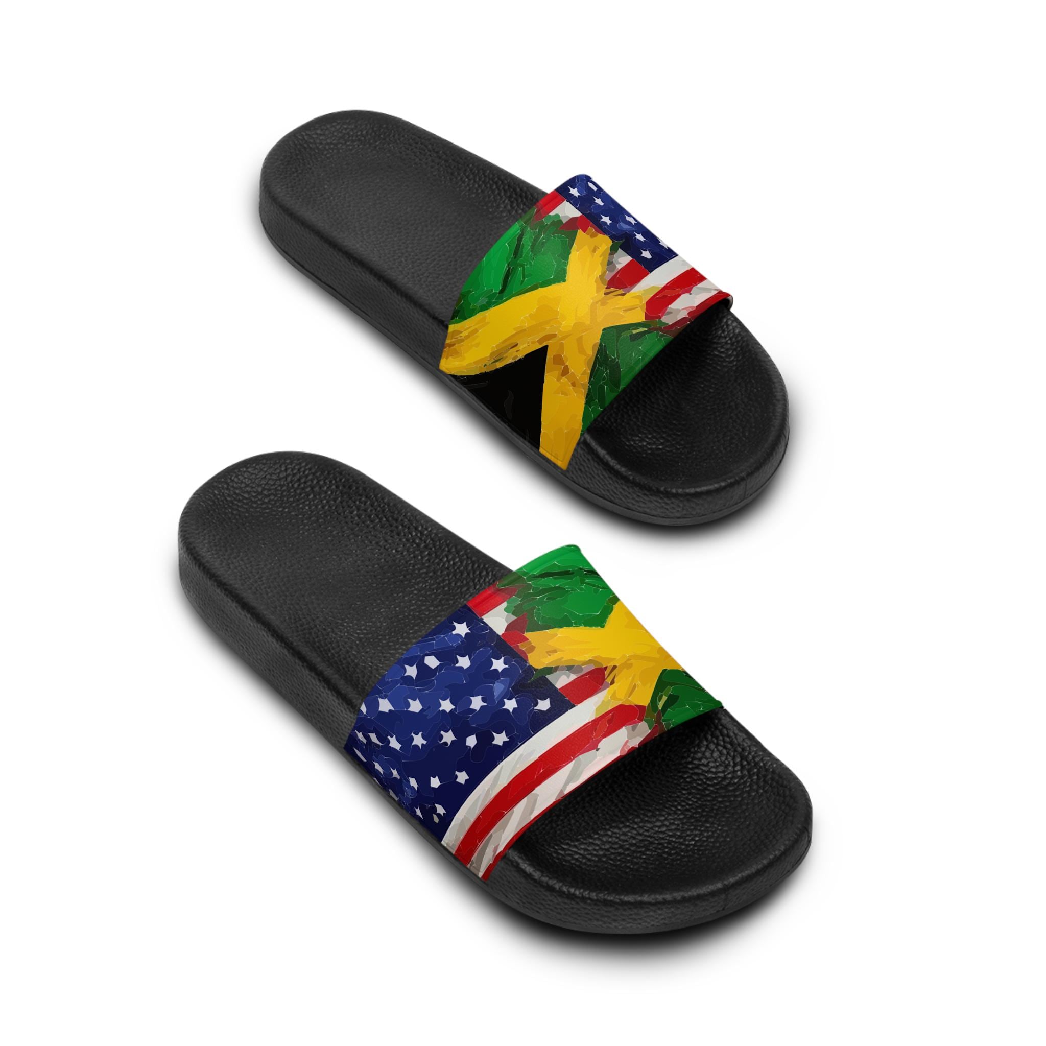 Jamaican Flag Slides Unisex ?? Jamaica Flag Slides with Interchangeable Straps – Rebel One Mart main image 4