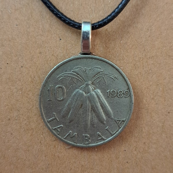 African Malawi Coin Necklace Made with Genuine Foreign Coin from Malawi Penny Necklace African Jewelry Gift Corn Agriculture African Food