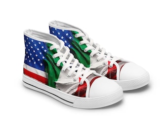 USA Italy Flag High Top Sneakers: Patriotic Festival Style