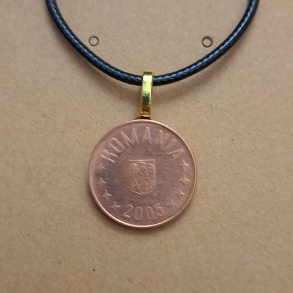 Romania Coin Necklace Made With Genuine Romanian Foreign Coin Penny Necklace Gift Jewelry for Family or Friend European History Romanian