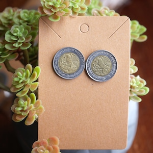 Mexican Eagle Coin Earrings: Nickel-Free Posts, Heritage Jewelry
