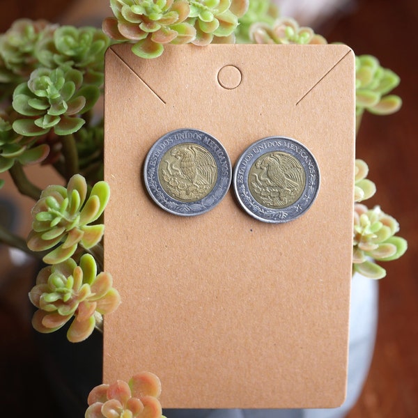 Mexican Eagle Earrings Made with Genuine Foreign Coins from Mexico Eagle Cactus South West Gifts and Jewelry Latino Gifts Culture Heritage