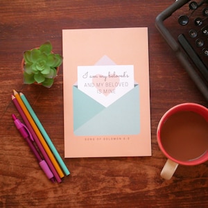 Carta de amor Bíblia Versículo Caderno Diário para diário bíblico Eu pertenço aos meus amados presentes cristãos para mulheres Cântico de Salomão Chá de panela