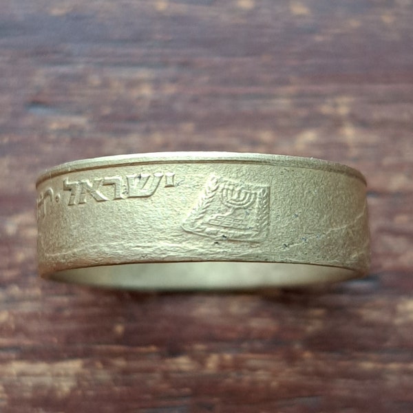 Israel Coin Ring Genuine Holy Land Menorah Coin Jewelry Jewish Heritage Israeli Israelite Chrisian Christmas Hebrew Hanukkah Psalm Arabic