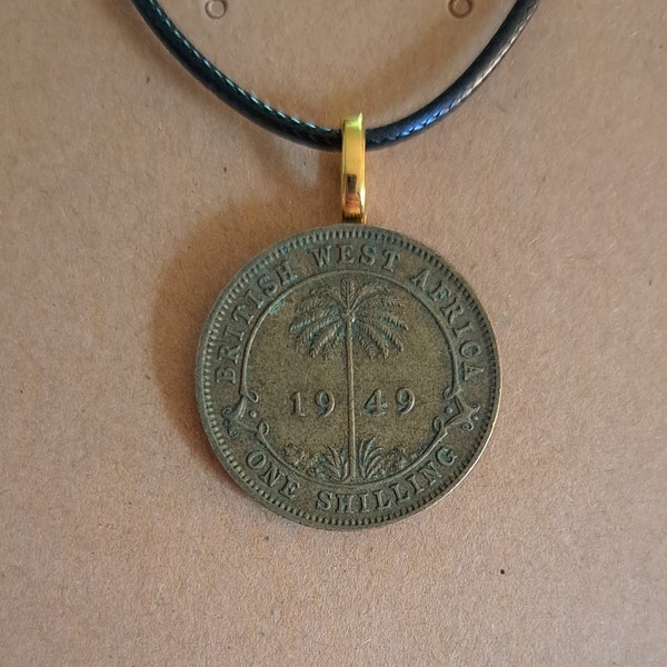 British West Africa Coin Necklace Made With Genuine West African Coin With Palm Tree Cool African Jewelry Penny Gift for Friends or Family