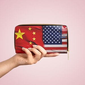 アメリカ中国国旗デザイン ジッパー付き財布 アメリカ中国伝統ギフト ユニークな旧正月ギフト お祝い アジア文化
