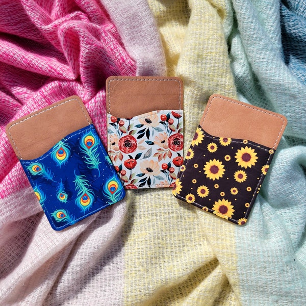 Personalized Phone Wallet. Card Holders. PU Leather. Phone Card Holder w/ Adhesive. Cute Phone Accessories. Handmade Gift. Travel Friendly