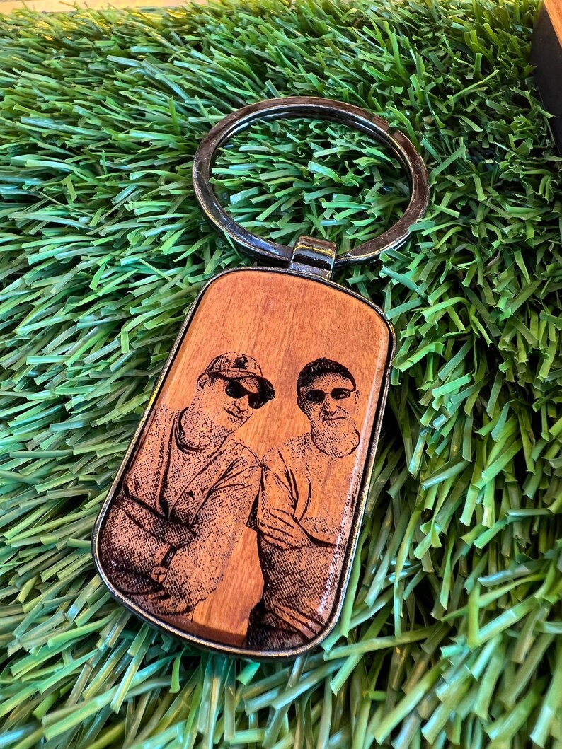 Custom Engraved Wood Keychain Photo Keychain Personalized Etsy