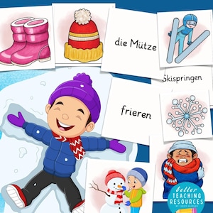 Winter Game for Children in Primary School Vocabulary German and DAZ