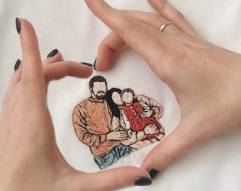 Personalized portrait from photo on sweatshirt| Custom family embroidery portrait| Custom wedding gifts for couple| Custom sweatshirts