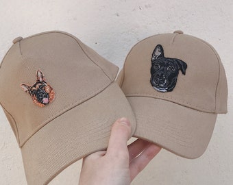 Custom baseball hat with pet portrait| Personalized embroidery dog portrait| Custom Cat and dog Mom Hat| Dog Dad baseball hat