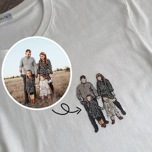 Personalisiertes T-Shirt | Personalisierte Stickerei Familienporträts | Kundenspezifisches Paarporträt vom Foto-T-Shirt | Besticktes Shirt mit Aufschrift 'Mama'