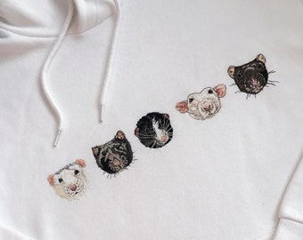 Custom HOODIE| Rat mom Gifts| Custom pet Portrait| Pet Face Shirt| Rat Mom Gift| Personalized Rat Embroidery| Pet memorial portrait