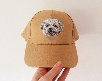 Custom baseball hat with pet portrait| Personalized embroidery dog portrait| Custom Cat and dog Mom Hat| Dog Dad baseball hat