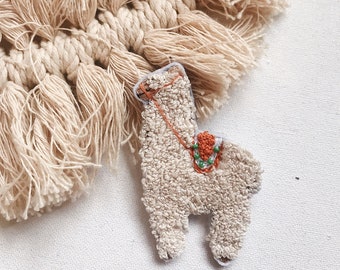 Alpaca Llama embroidery brooch and shirt| custom white and black llama embroidery patches
