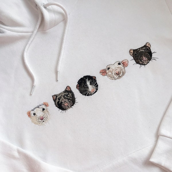 Custom HOODIE| Rat mom Gifts| Custom pet Portrait| Pet Face Shirt| Rat Mom Gift| Personalized Rat Embroidery| Pet memorial portrait