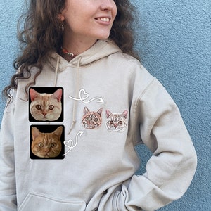 Sweat à capuche portrait personnalisé | Sweat à capuche brodé portrait chien et chat personnalisé | Tête d'animal brodée | Sweat à capuche imprimé pour chien| Cadeau pour maman chien et chat