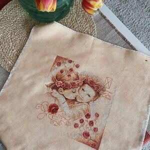 Baby flowers embroidery room decor without frame Red beige flower cross stitch home decor Lanarte anemone embroidery twins baby room decor imagem 2