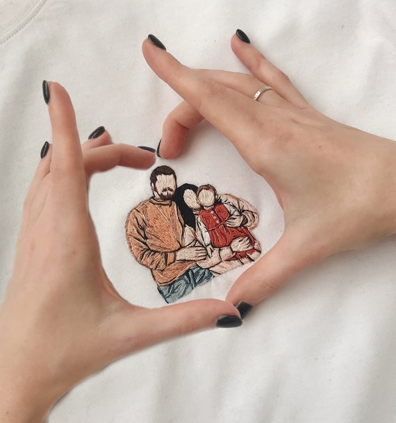 Personalized Portrait From Photo on Sweatshirt Custom Family Embroidery Portrait Custom Wedding Gifts for Couple Custom Sweatshirts Etsy UK