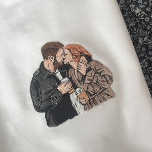 Personalized sweatshirt with custom embroidery family portraits from photo| Custom couple sweatshirts| Family embroidery sweater gift Mom