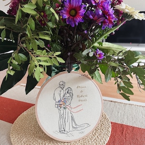 Custom Line Art Embroidery Hoop | Personalized Wedding Portrait Gift - Etsy