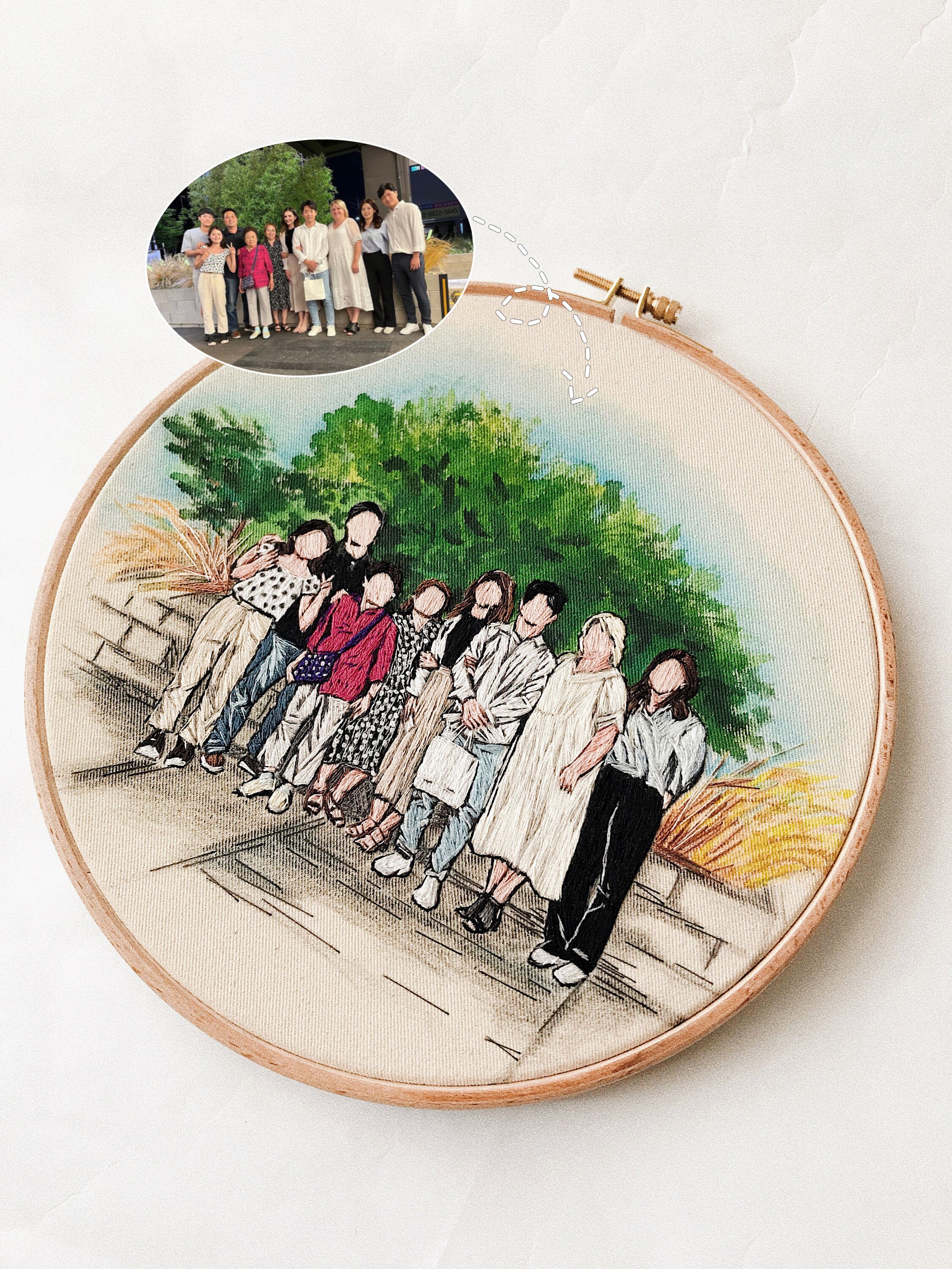 Custom Family Portrait Embroidery Hoop Art | Personalized Wedding Gift ...
