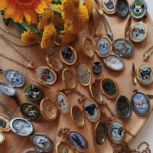 Custom pet portrait, Personalized Dog portrait Photo Necklace EMBROIDERY Custom Dog Jewelry Gift For Lovers cat medallion Earring with pets