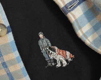 Tee-shirt broderie portrait de famille personnalisé avec animaux de compagnie | Chat et chien à broder avec papa et maman | Chemise cadeau personnalisée chien maman