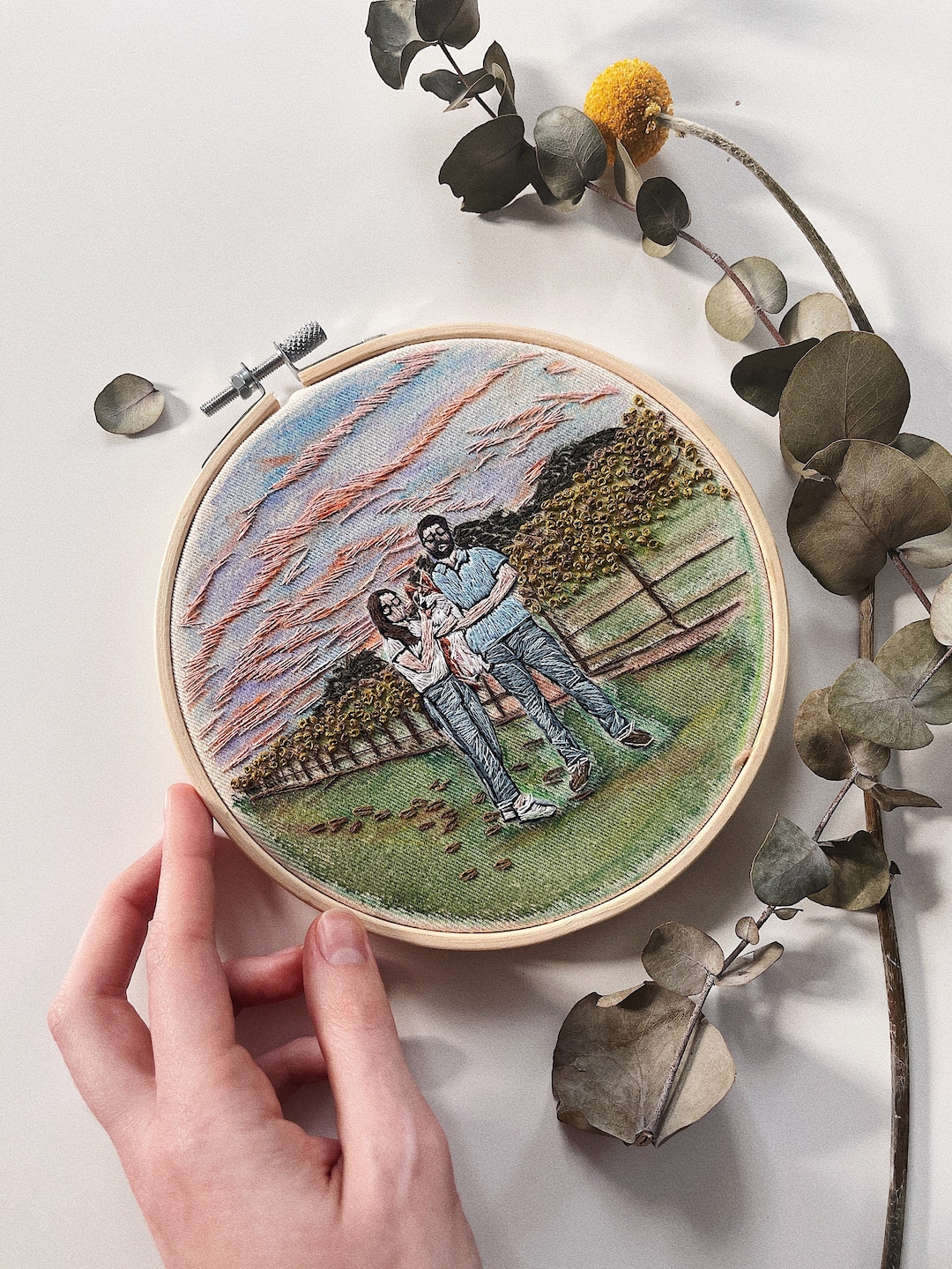 Custom House Embroidery Portrait Hoop Art | Personalized Portrait From ...