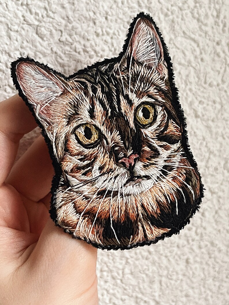 Custom Portrait Pets Embroidery Memorial Portrait Cat and Etsy