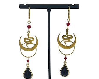 Pendientes de acero inoxidable Serpiente y Luna