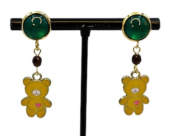 Pendientes inspirados en Edogawa Ranpo, osos de peluche, Bungou Stray Dogs, joyas de anime BSD