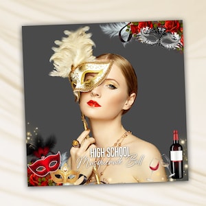 Masquerade Ball 360 Mardi Gras Theme Photo Booth Overlay for Prom, GALA, Birthdays, Quince, HOCO, and Reunions