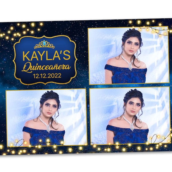 Starry Night 4x6 Photo Booth Template for Quinceañera, Sweet 16, Debut or 18th Birthday, Homecoming, Gala Night Parties