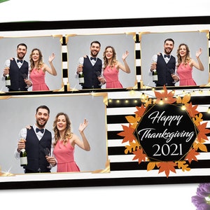 Herbstlaub Design for Thanksgiving 4x6 Photo Booth Template mit Ahornblätter Postkarte