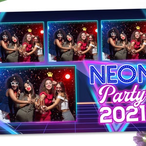 4x6 NEON Glow Lights Bunte Retro Photo Booth Vorlage Postkarte für Heimkehr, HOCO, Alumni-Event, Geburtstag, Hochzeit, Thanksgiving