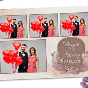 Cartão Postal Modelo 4x6 de Cabine de Foto de Casamento Elegante Rosa Dourado/Camurça de Pelúcia
