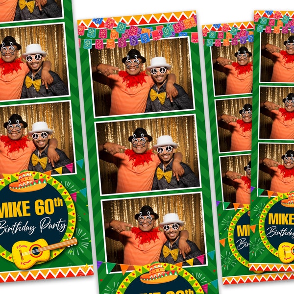 Mexican Fiesta 2x6  Photo Booth Template for Birthdays, Cinco de Mayo, Family and Company Party and Celebrations