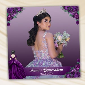 Purple Quinceañera 360 Overlay Photo Booth Template also perfect for 18th Birthday, Sweet 16, 14th Birthday, and Bat Mitzvah
