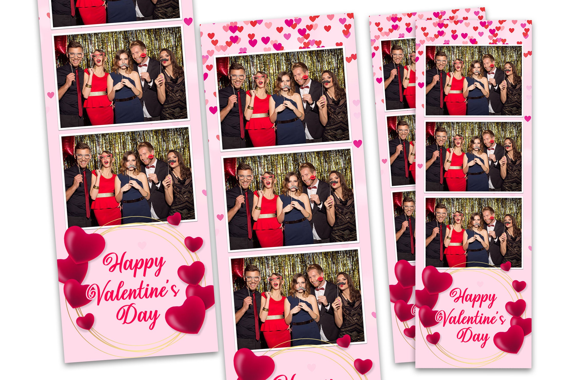 Heart Photo Booth Example Valentine's Day 2x6 Photo Booth Template With Hearts and Pink ...