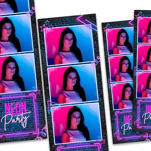 Neon Glow 2x6 Photo Booth Template for Birthday Party, Bar and Bat Mitzvah, HOCO Homecoming