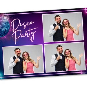 Cartão postal NEON Disco Party Photo Booth modelo 4x6 para regresso a casa, aniversário, Bat Mitzvah, baile de formatura