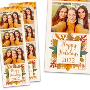 Fall Autumn Leaves Thanksgiving Holidays Party Photo Booth Template 2x6 Strips