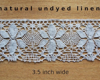 Natural linen lace 3.5 inch wide by the yard - LL11