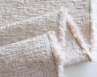 Powder beige and cream boucle upholstery fabric by the meter or by the yard - 90