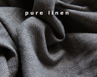 Natural and dark blue linen softened fabric by the meter or by the yard - 45