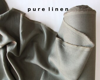 Olive moss khaki green linen softened fabric by the meter or by the yard - 201