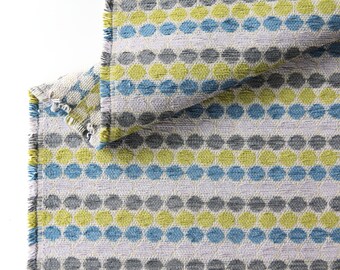 Retro style upholstery fabric in turquoise, gray, lime and blue moss - by the yard - RE2817
